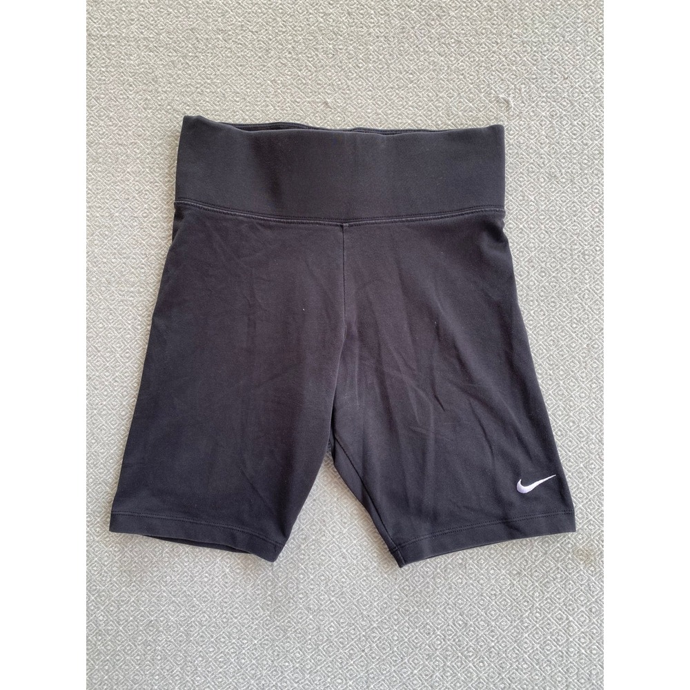 Nike Biker Shorts Womens S Black High‎ Waisted Athletic Swoosh Logo Activewear